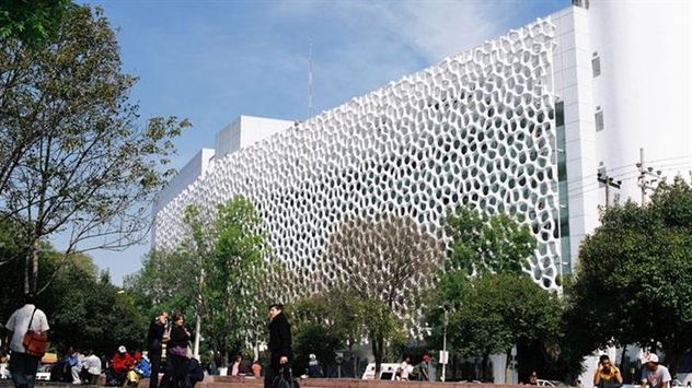 The façade of the Torre de Especialidades sucks up pollution in Mexico City. Elegant Embellishments