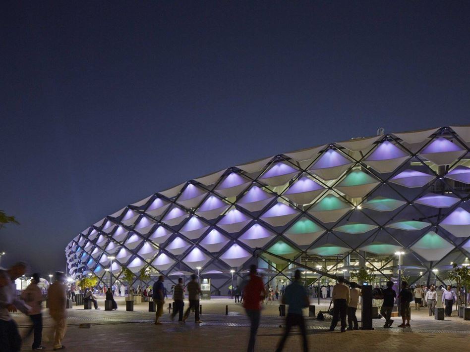 Hazza Bin Zayed Stadium by Pattern Design. Al Ain, United Arab Emirates