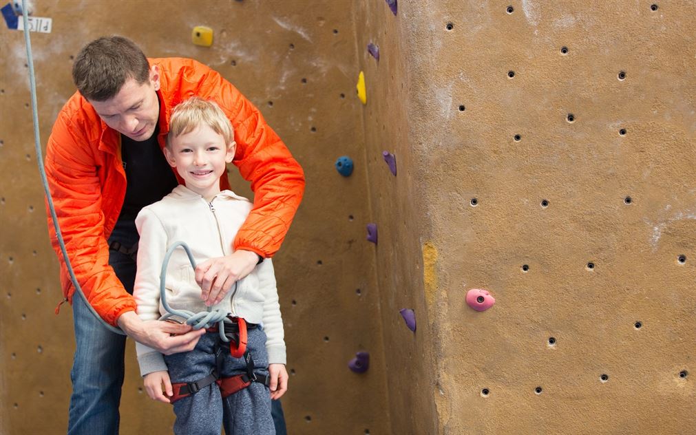 family rock climbing