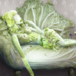 האמנית הסינית Ju Duoqi יוצרת נשים ארוטיות מכרוב וחסה