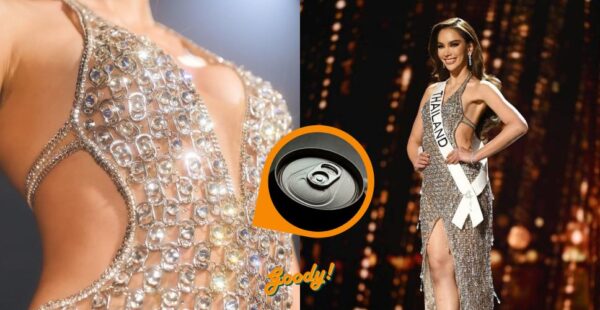 מיס תאילנד לבשה שמלה עשויה מפחיות סודה בתחרות מיס יוניברס