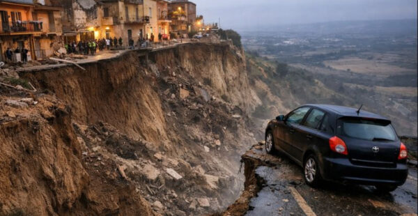 עיירה בסיציליה מתנדנדת על קצה צוק לאחר סופה