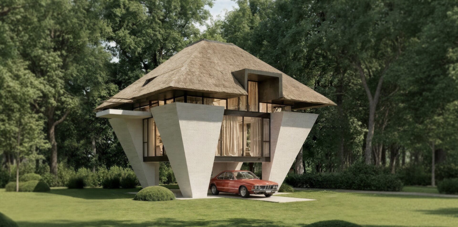 וילה מרחפת: בין מסורת גולמית לצורה גיאומטרית מדויקת